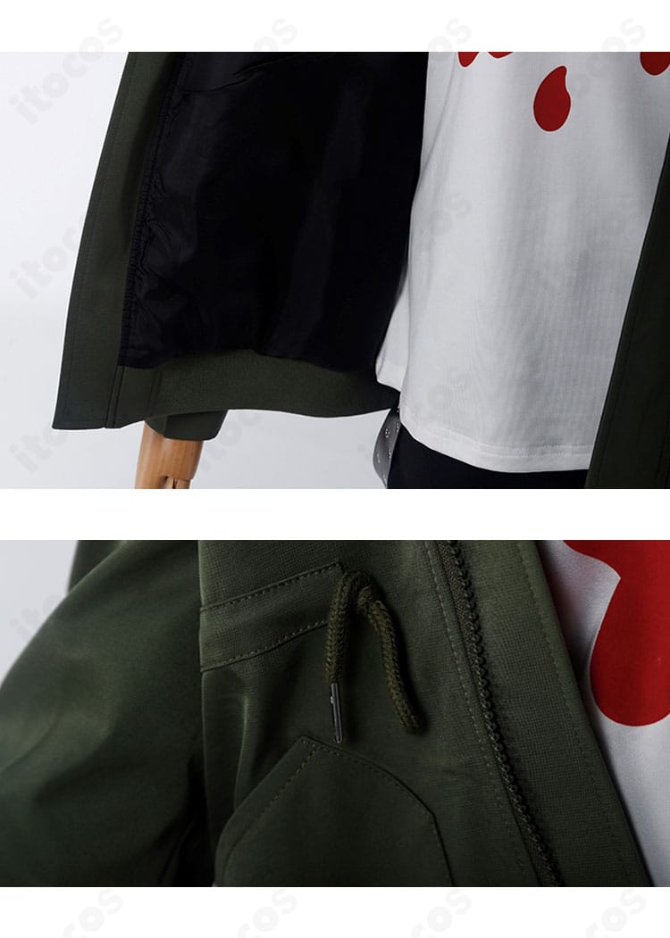 佐倉双葉のコート内側の細部。裏側の縫製と装飾の密度感を示し、質感を訴求する近接ショット。