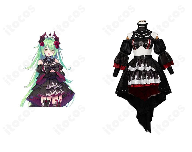 死に逝く騎士の魔王コスプレ衣装とキャラクターイメージの組み合わせ。高再現の装飾とシルエットが分かる正面全身。