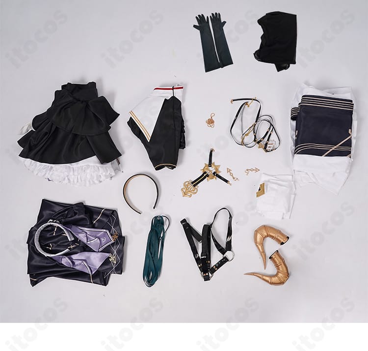 宝鐘マリン 1stライブ コスプレ衣装セット内容一覧（トップス・スカート・腰帯・アクセ類）のレイアウト画像