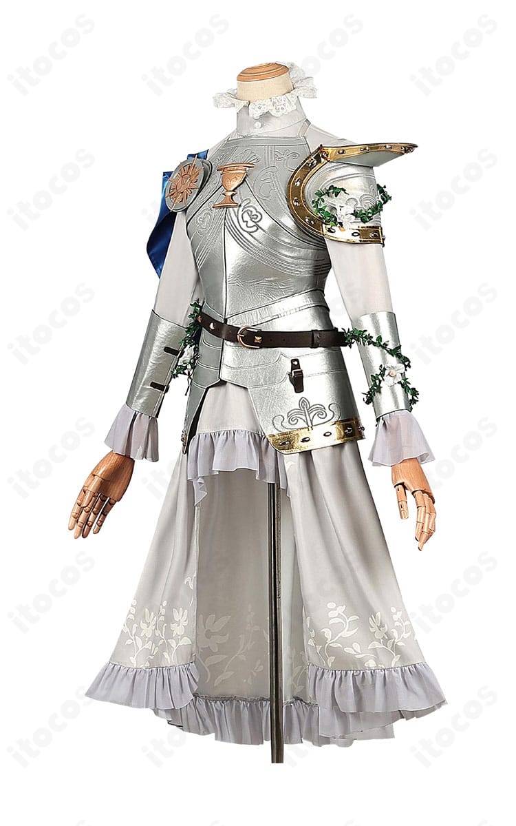 商品側面画像｜エダ・メスマー 銀の騎士の側面シルエットと肩〜腰の装飾配置