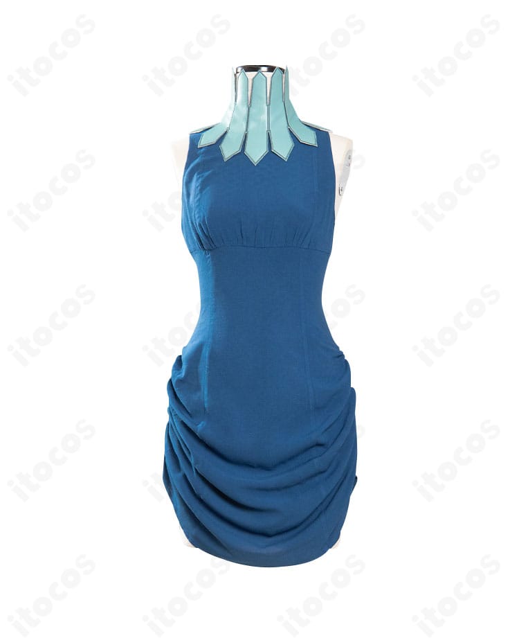 ダンジョン飯 マルシル コスプレ衣装の正面全体。高発色ワンピースの質感が分かる写真