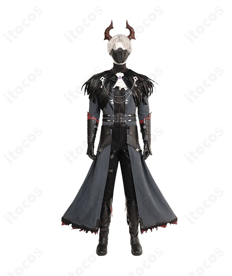 セフィロス ハロウィン衣装の正面全体図。黒ロングコートと装飾の配置が分かる高再現ショット。