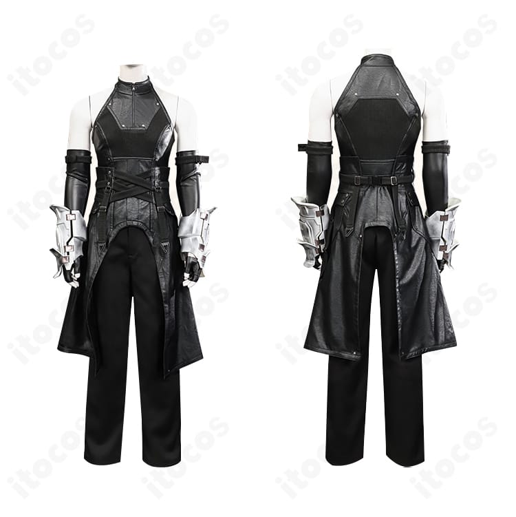 セフィロス 羽刃の修験装コスプレ衣装の前後装飾ディテール。刺繍と装飾パーツの質感をクローズアップ