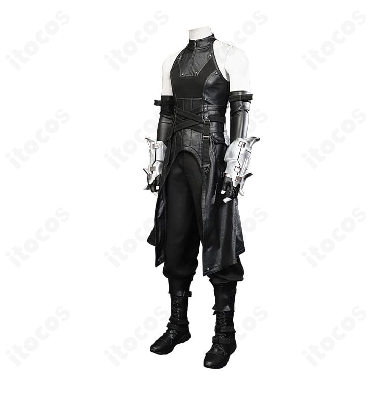 セフィロス 羽刃の修験装コスプレ衣装を左側から撮影。コルセットベルトと袖のラインを強調