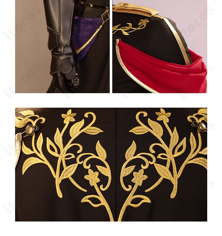 セフィロス衣装の花柄モチーフ・手鎧・肩飾りの装飾クローズアップ