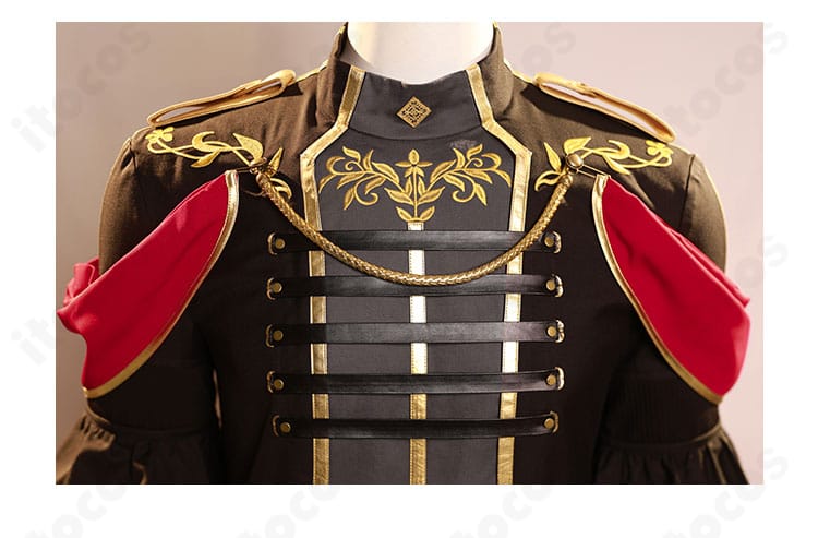 セフィロス神羅礼装の胸元装飾アップ。フォーマル感を強める中心意匠