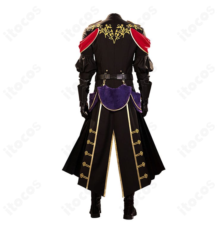 セフィロス 神羅軍正礼装コスプレ衣装の背面カット。外套の落ち感と背面装飾