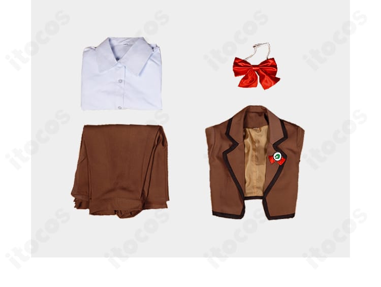 リコ セキエイ学園制服コスプレ衣装のセット内容｜コート・シャツ・スカート・リボン