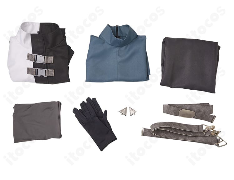 亜白ミナ 第3部隊 隊長制服コスプレのセット内容一覧。コート、インナー、スカート、ショートパンツ、手袋、ベルト、腰飾り、髪飾り