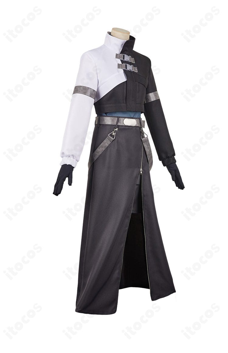 亜白ミナ 第3部隊 隊長制服コスプレの右側面図。袖とウエストライン、腰飾りの位置関係が分かるサイドビュー