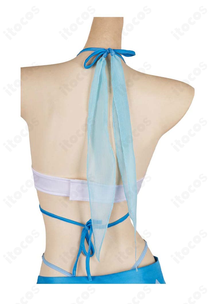 原神 蛍 温泉水着コスプレ衣装・背面装飾のディテール、腰布のレイヤー感