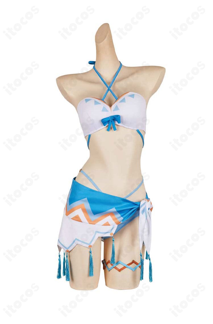 原神 蛍 温泉水着コスプレ衣装・上半身アップ、胸元デザインと配色の再現