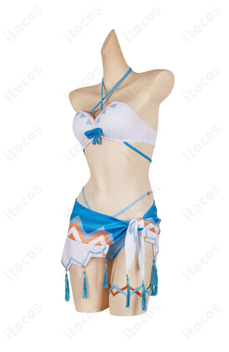 蛍 温泉水着コスプレ衣装・サイドビュー、肩から腰にかけてのラインを強調