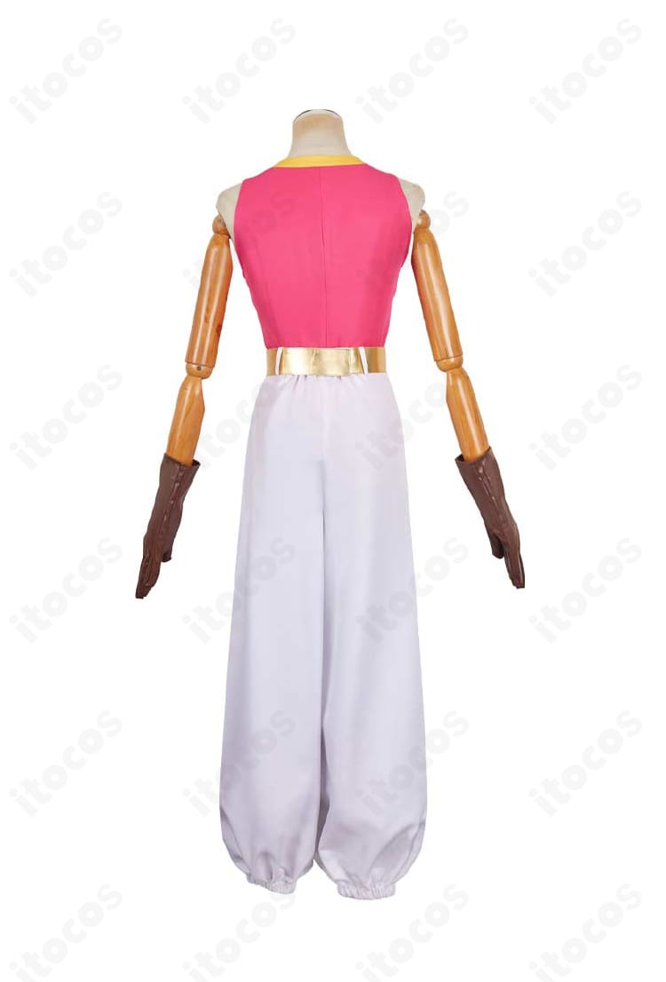 ゼルダの伝説 ゼルダ姫 コスプレ衣装 背面。背中から裾までのカッティング、ベルト後部の意匠、背面シルエットを確認。