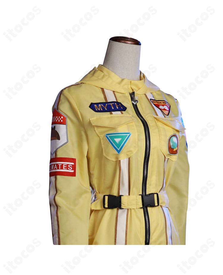 ワトソン・アメリア宇宙服の側面。肩から腰にかけての装飾ラインとパネル構成