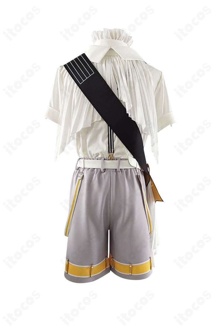 初音ミクシンフォニー 鏡音レン 2024衣装の背面。背面のたすき取り回しやベルト位置、背中のシルエットを示す。