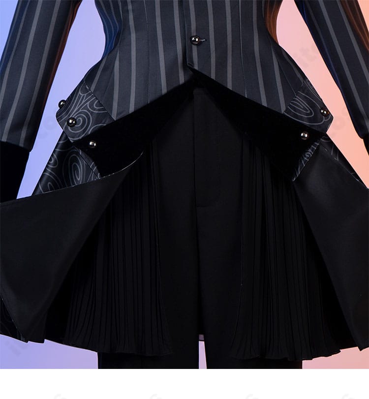 リドル・ローズハート衣装 裾装飾のクローズアップ。赤黒切替と縁取りの精度を示す画像