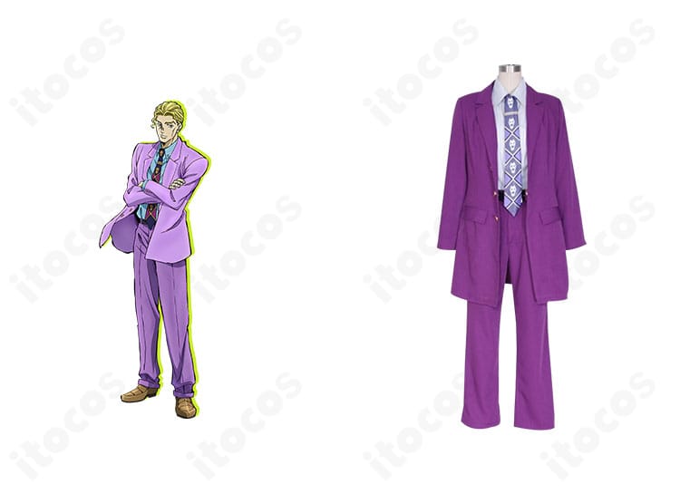 吉良吉影のコスプレ衣装 正面全身。ジョジョ第4部の通常スーツを高忠実度で再現したITOCOS製