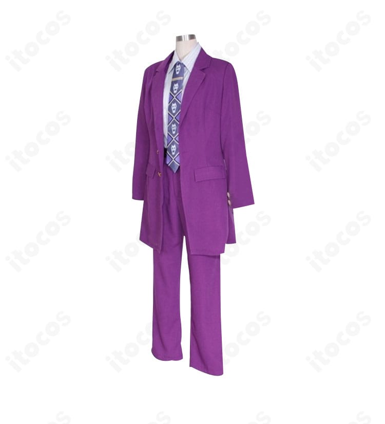 ジョジョ第4部 吉良吉影 コスプレ衣装 側面。スリムシルエットと縫製ラインが際立つ角度