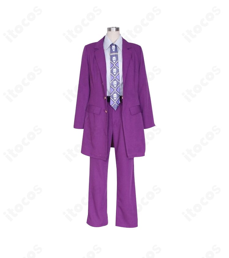 ジョジョ第4部 吉良吉影 コスプレ衣装の正面アップ。ネクタイと襟元の再現度がわかる写真