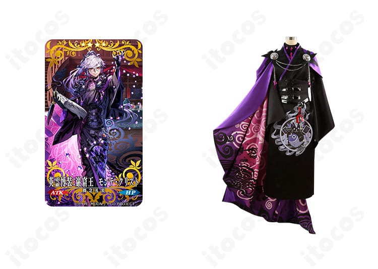 Fate/Grand Order 巌窟王 エドモン・ダンテス 英霊博装コスプレの正面とキャラクター比較。マントと帯飾りまで高再現。