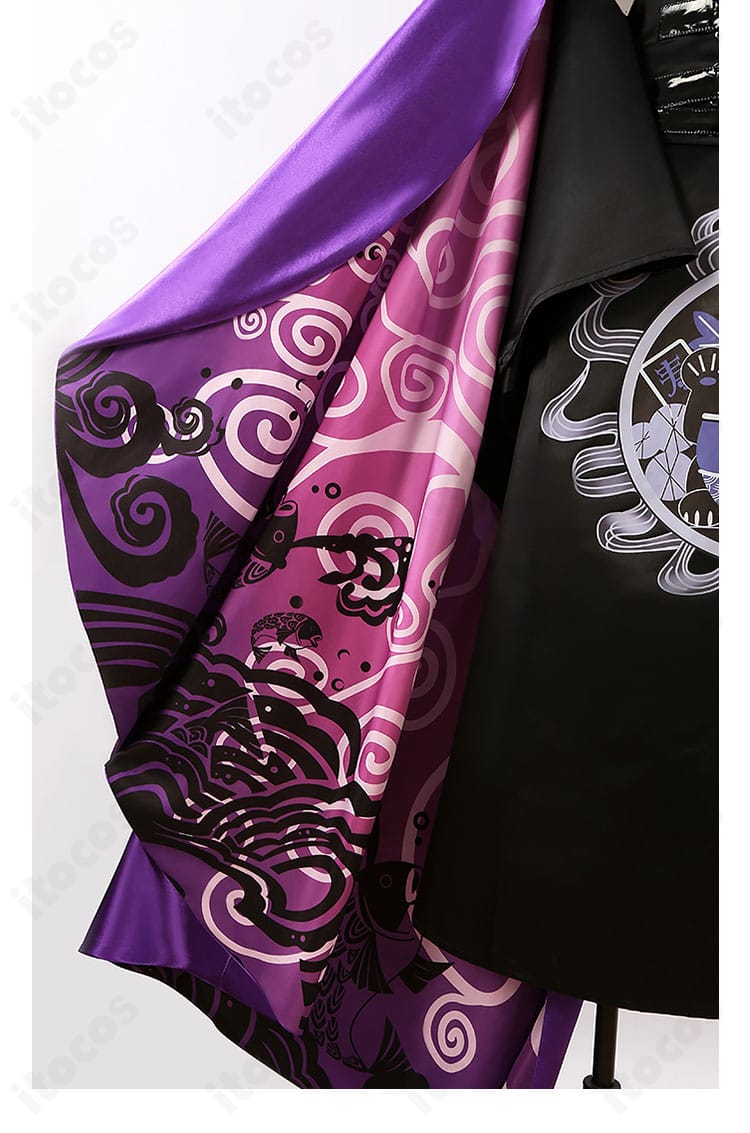 FGO 巌窟王 英霊博装コスプレのマント装飾アップ。細かな刺繍とトリムのデザイン。