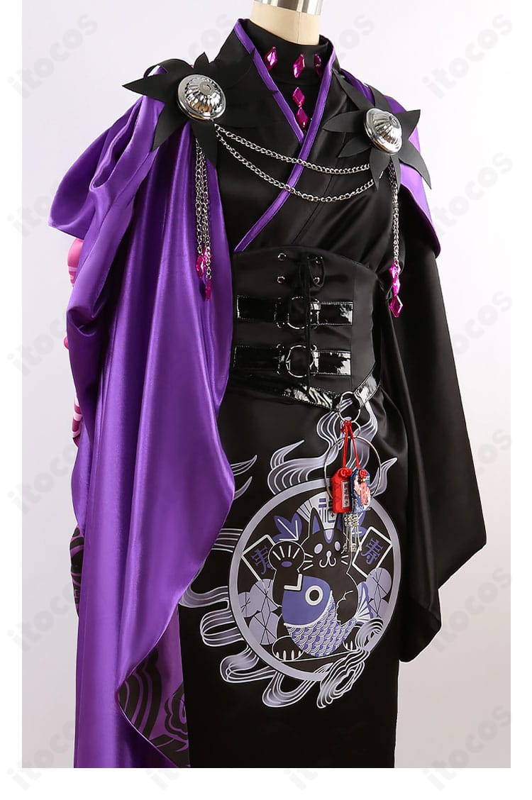 FGO 巌窟王 英霊博装コスプレの細部。コルセットベルトと和装ディテールの質感表現。