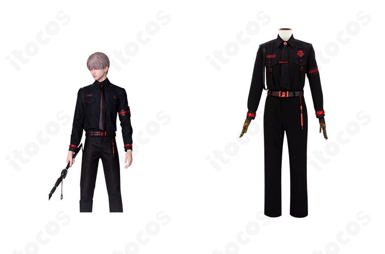 恋と深空 セイヤのEvol特殊部隊・黒制服コスプレ衣装とキャラクターの比較イメージ