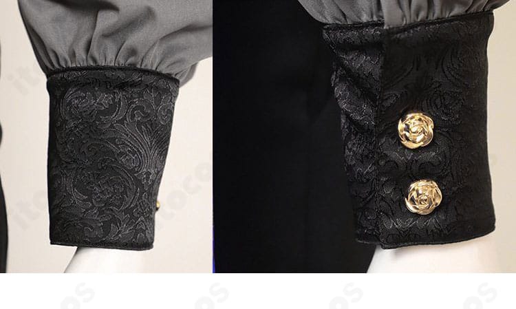 袖口装飾のクローズアップ。手首周りの意匠と仕上げの丁寧さが伝わる。