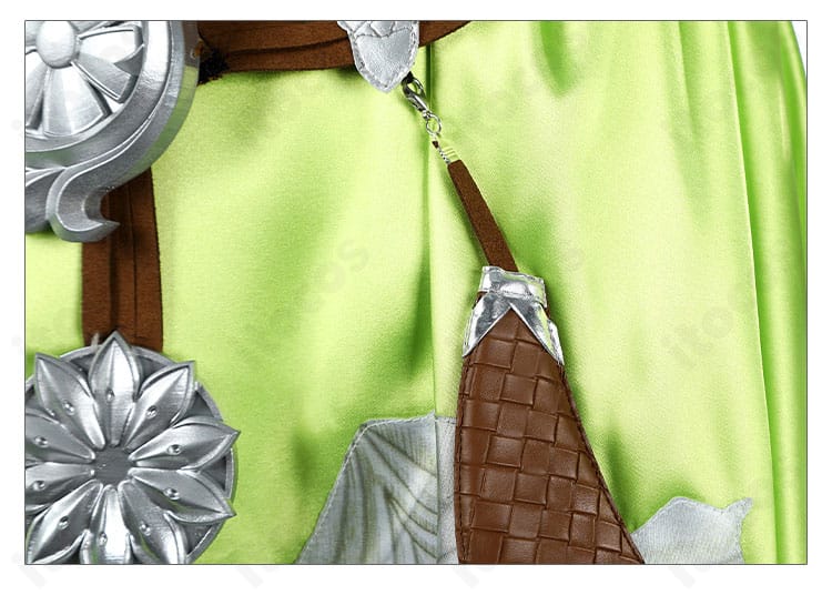 ノフィカ衣装の腰飾り全体像。花と葉モチーフの配置で女神らしさを演出。