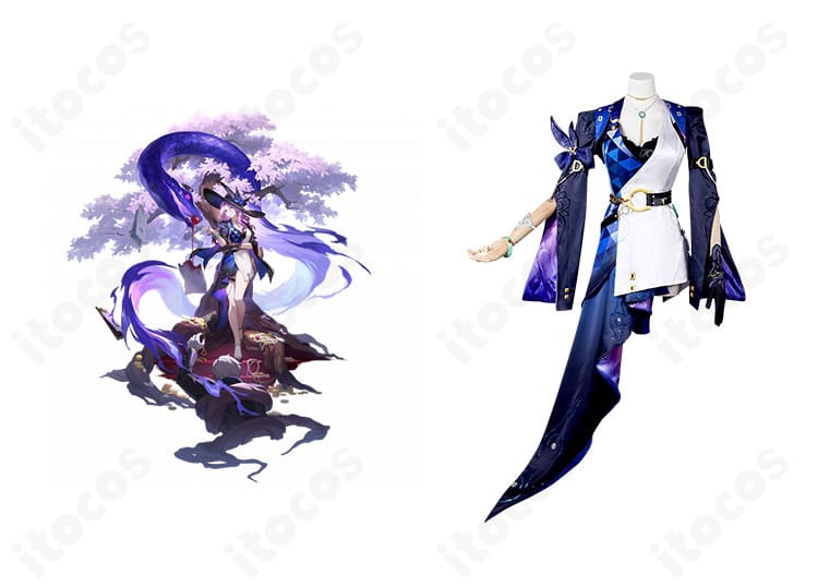 商品正面とジェイドの組み合わせ画像。崩壊：スターレイル ジェイド 十の石心コスプレの全体像とキャラクタービジュアルの再現度を比較できる構図。