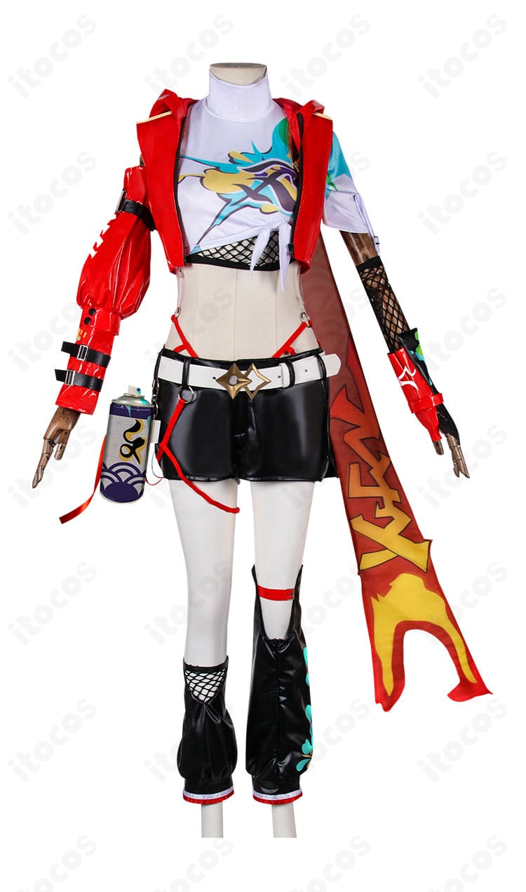 崩壊：スターレイル 乱破の衣装・正面ディテール。胸元装飾と襟まわりの意匠、縫製ラインが確認できる近接カット。