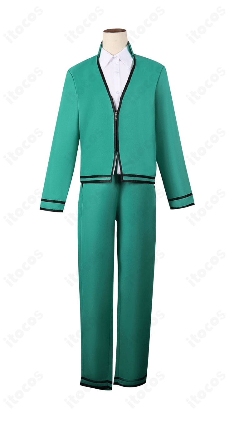 斉木楠雄のΨ難 斉木楠雄 コスプレ衣装 正面全体。PK学園制服のジャケット配色と襟元ラインを明瞭に確認できる画像。