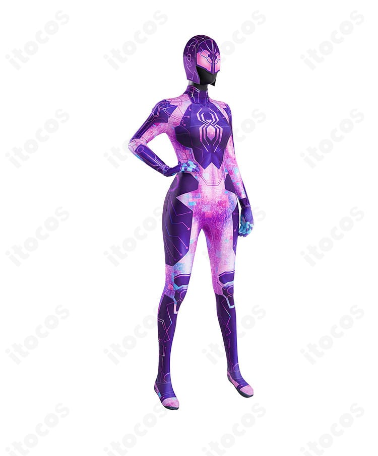 スパイダー・バイト衣装の右側面。縫製ラインとサイドの意匠が確認できるディテールビュー。