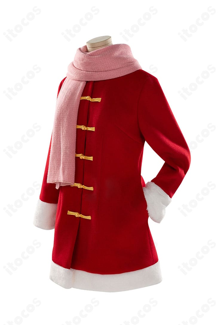 左側の装飾アップ。結びボタン風ディテールと縁取りの仕上げが見える拡大写真。