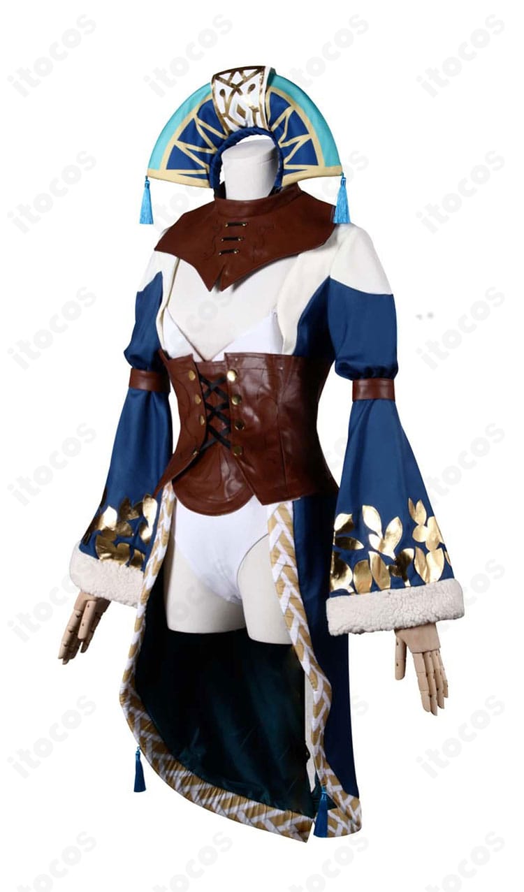 アンジェラ コスプレ衣装の側面シルエットと腕ベルトのデザインが分かる画像