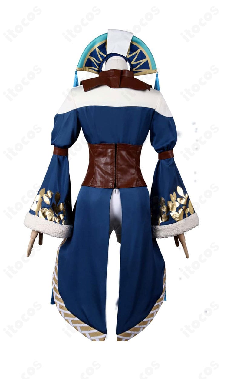 アークメイジ衣装の背面デザインとコルセットベルトの後部仕様を示す画像