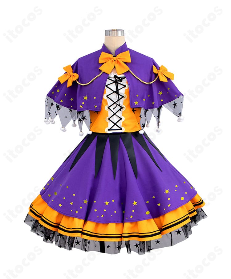 エミリア ハロウィンNight2024衣装の正面アップ。トップスと腰飾り、手袋の装飾ディテールを確認できる商品写真