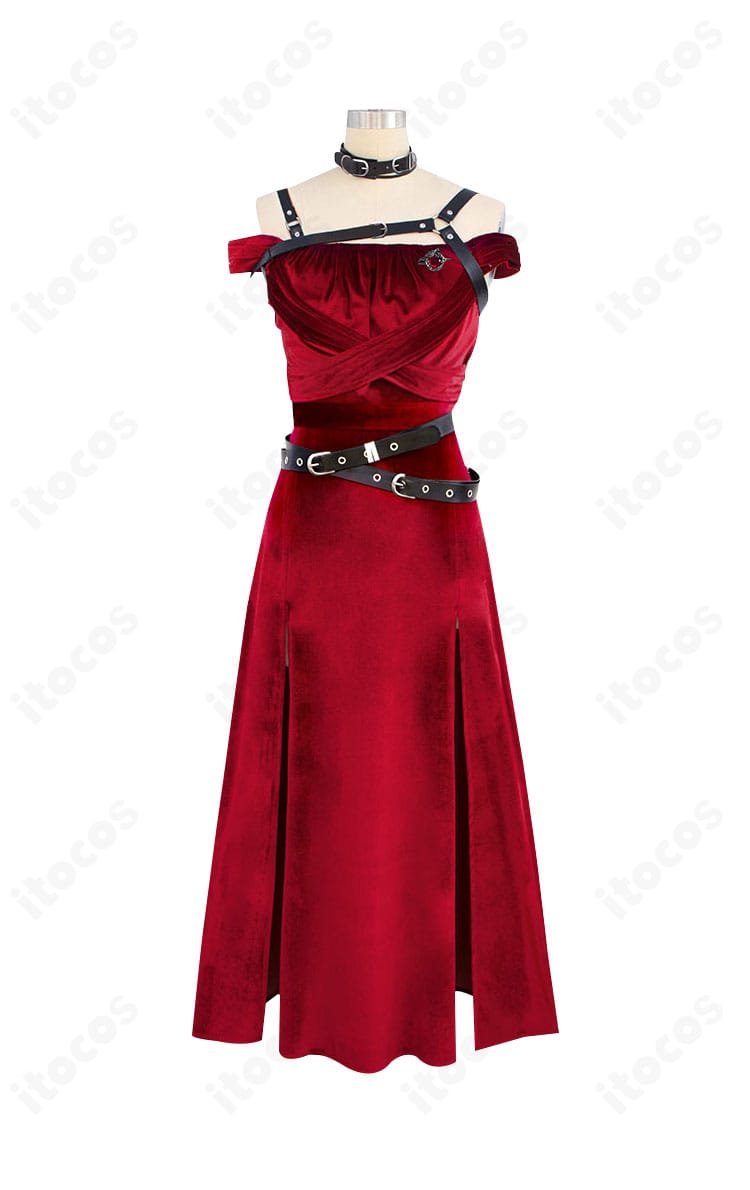 恋と深空 主人公『麗しき暗幕』コスプレ衣装の正面アップ。胸飾り・ベルト・チョーカーなど細部の意匠を確認できる写真。