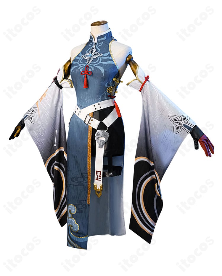 崩壊：スターレイル 飛霄 コスプレ衣装のサイドビュー。腰帯やスリットのラインを確認