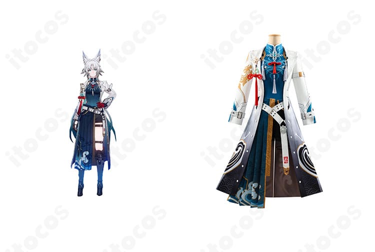 崩壊：スターレイル 飛霄の天撃将軍コスプレ衣装とキャラクターイメージの比較・正面全体