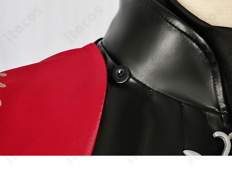 ラップランド衣装の肩部装飾ディテール。精緻なアクセントの近接写真