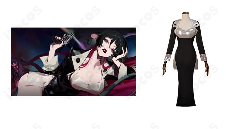 ジェーン・ドゥの正面全身と衣装を並置した画像。ゼンレスゾーンゼロの雰囲気を再現した正面シルエットが分かる。