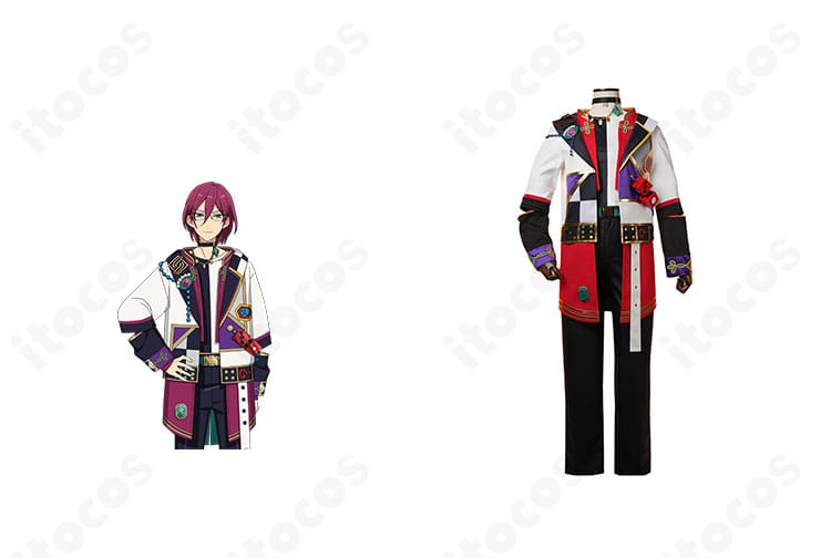 七種茨 双六盤上戦衣装の商品正面とキャラクター比較。サイコロ装飾や配色まで公式衣装を忠実再現した全体イメージ。