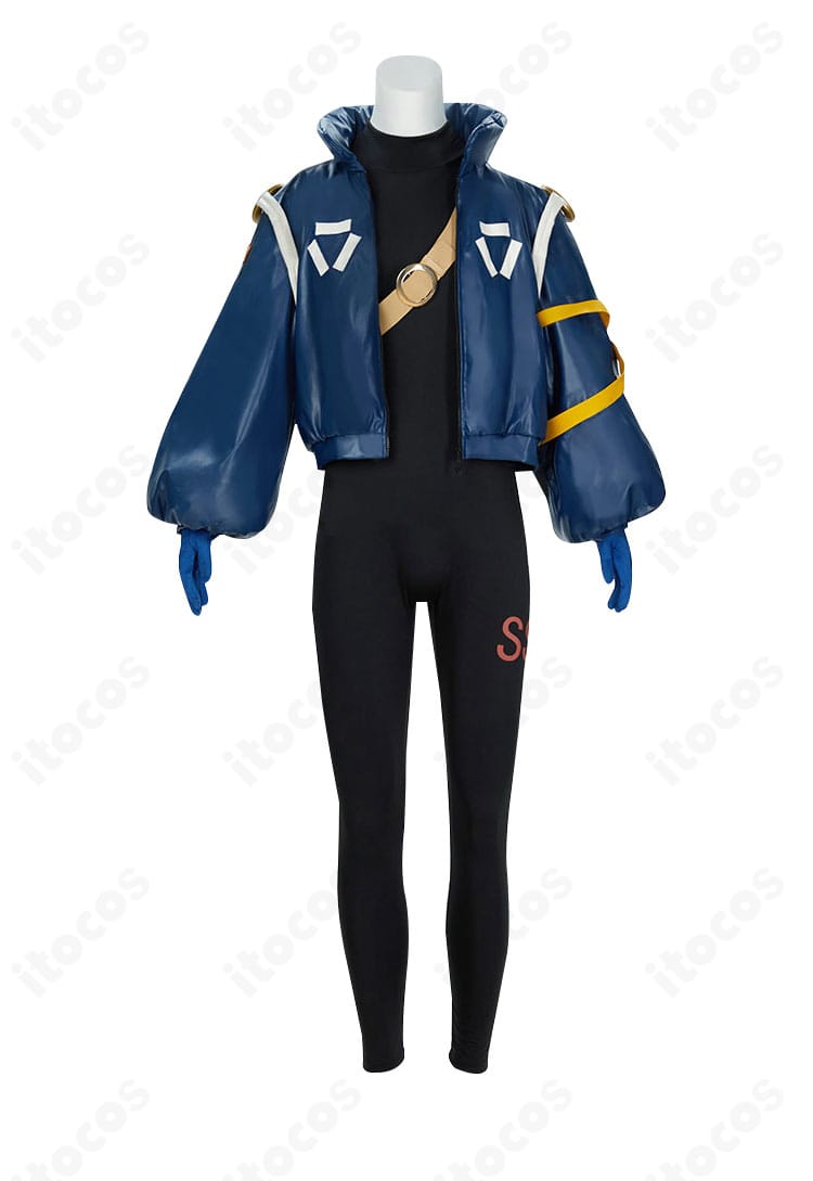 ロロノア・ゾロ エッグヘッド編コスプレ衣装の正面全体像。近未来テイストのコートとジャンプスーツのバランスがわかる画像。