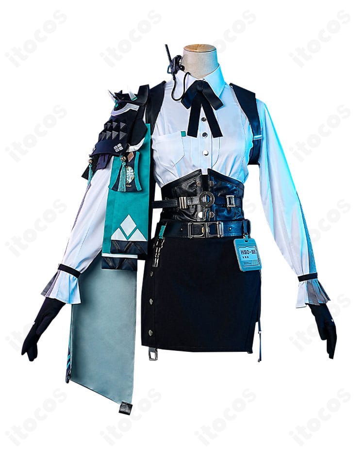 正面から見た衣装のディテール。ゼンレスゾーンゼロ月城柳のシャツとタイトスカートの質感