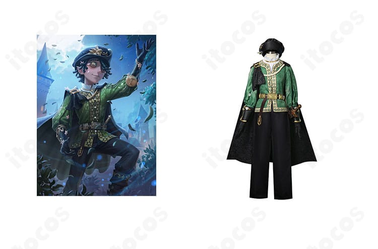 第五人格 患者エミール ロミオ版コスプレ衣装の全体正面とキャラクター比較が分かる画像