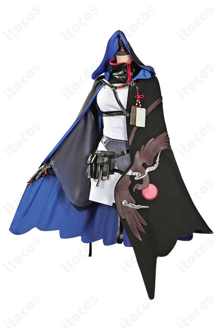 アークナイツ マルベリー衣装の側面画像。袖とレッグカバーの取り付け位置や縫製の整いを強調。