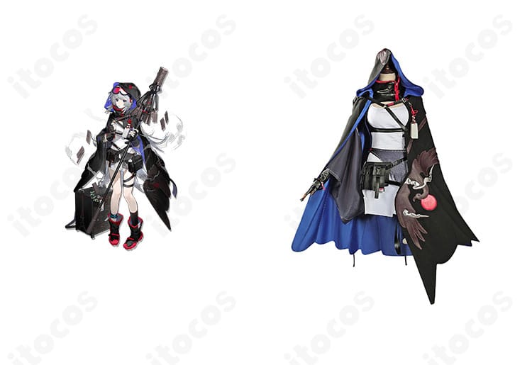 アークナイツ マルベリーのコスプレ衣装とキャラクター比較。正面全身でシルエットと配色を高再現。