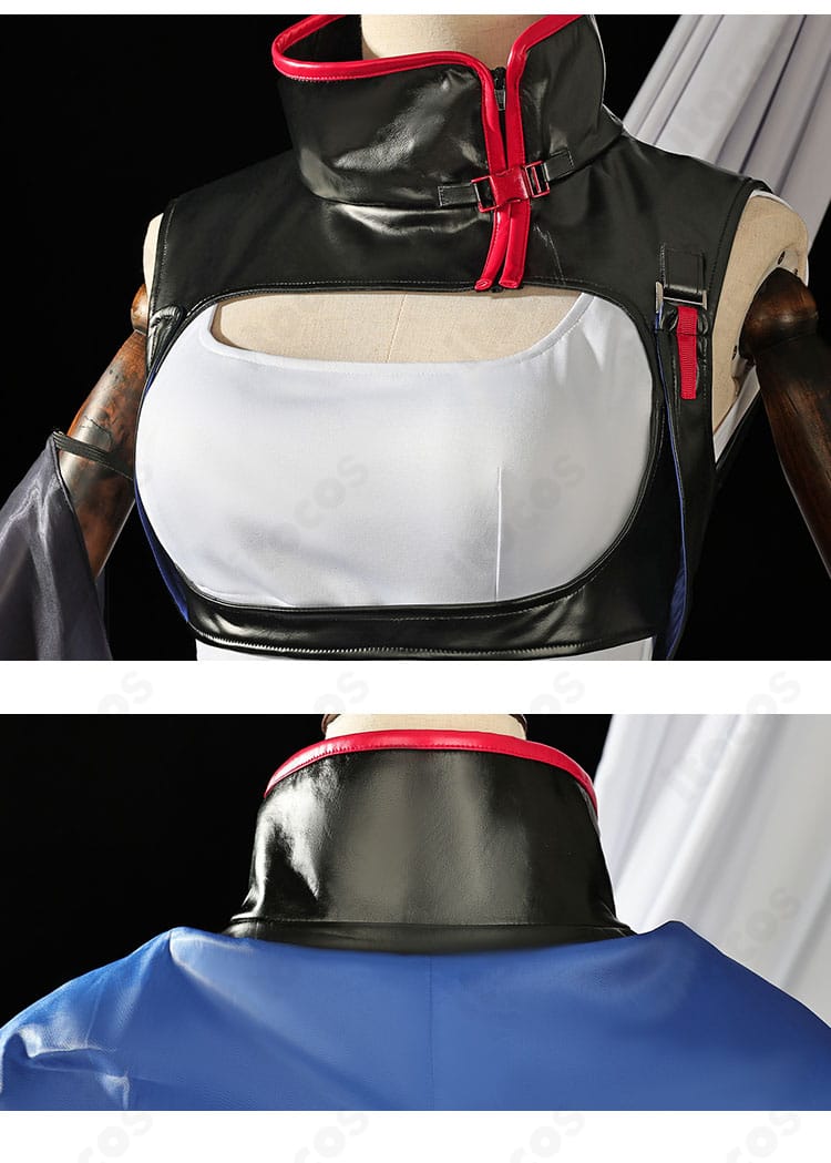 マルベリー衣装の襟元と背面装飾のアップ。刺繍風ディテールと縁取りの精緻さが分かるカット。